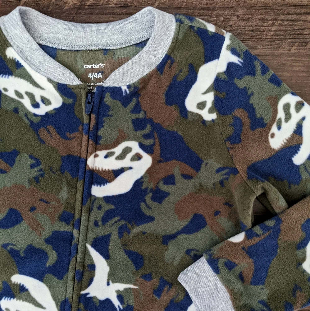 NWT Carter's Dinosaur Camo Fleece Footie Pajamas